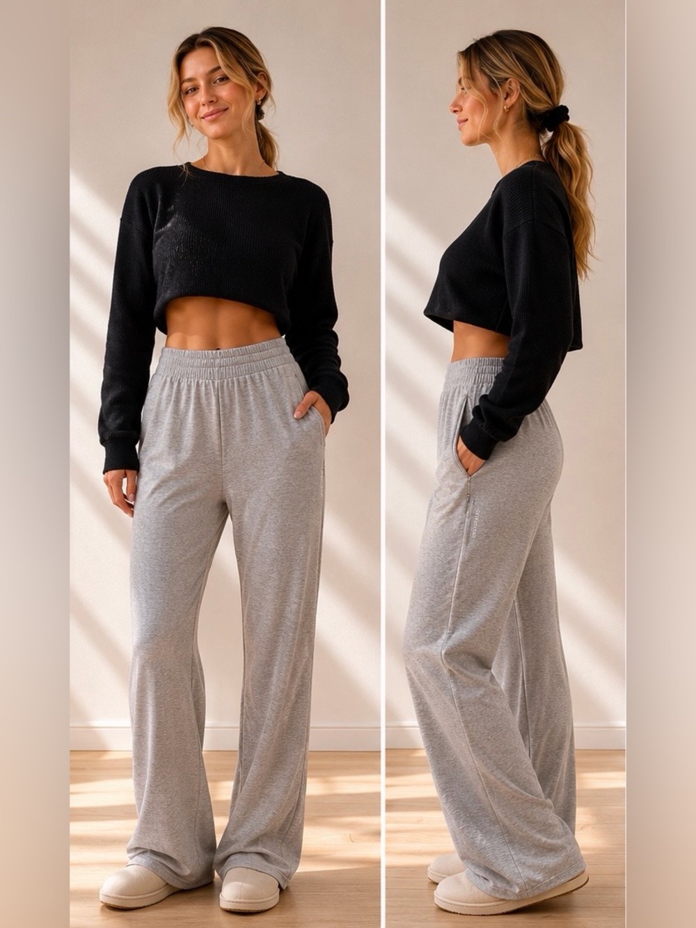 Joe Fresh Wide-Leg Lounge Pants in Heather Gray